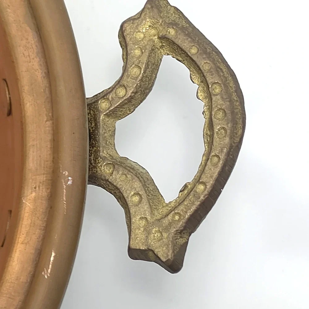 Vintage Copper Escargot Pan Egg Poacher Brass Handles Handmade Turkey 5 Cup 8